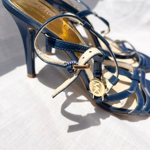 Michael Kors Blue Stiletto Heels with Gold Accents - Picture 4 of 8